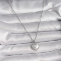 316L Çelik Gümüş Renk Zincir 3D İnci Kalp Model Kadın Kolye