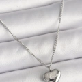 316L Çelik Gümüş Renk Zincir Love İşleme Kalp Figür Kadın Kolye