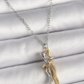 316L Çelik Gümüş Renk Zincir Sarılma Model Kadın Kolye