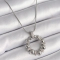 316L Çelik Gümüş Renk Zincir Zirkon Taş Detaylı Bombeli Halka Model Kadın Kolye