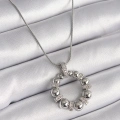 316L Çelik Gümüş Renk Zincir Zirkon Taş Detaylı Bombeli Halka Model Kadın Kolye