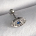 316L Çelik Gümüş Renk Zirkon Taşlı Göz Tragus Piercing