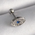 316L Çelik Gümüş Renk Zirkon Taşlı Göz Tragus Piercing