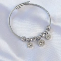 316L Çelik Gümüş Renk Zirkon Taşlı Model Charm Bileklik