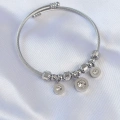 316L Çelik Gümüş Renk Zirkon Taşlı Model Charm Bileklik