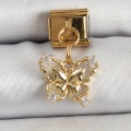 316L Çelik Sallantılı Zirkon Taşlı Kelebek Model Gold Renk Nomination Charm