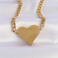 316L Çelik Zincir Altın Renk Düz Plaka Kalp Kolye