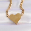 316L Çelik Zincir Altın Renk Düz Plaka Kalp Kolye