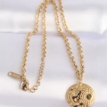 316L Çelik Zincir Altın Renk Oval Desenli Kolye