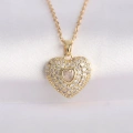 316L Çelik Zincir Altın Renk Zirkon Taşlı Kalp Kolye