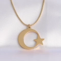 316L Çelik Zincir Gold Renk Ay Yıldız Unisex Kolye
