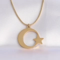 316L Çelik Zincir Gold Renk Ay Yıldız Unisex Kolye