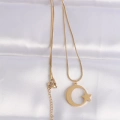 316L Çelik Zincir Gold Renk Ay Yıldız Unisex Kolye