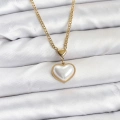 316L Çelik Zincir Gold Renk Bombeli Kalp Model Kadın Kolye