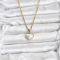 316L Çelik Zincir Gold Renk Bombeli Kalp Model Kadın Kolye