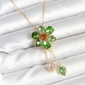 316L Çelik Zincir Gold Renk Çiçek Model Sallantılı Kadın Kolye
