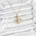 316L Çelik Zincir Gold Renk Uçak Model Kadın Kolye