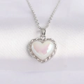 316L Çelik Zincir Gümüş Renk Beyaz Taşlı Bombeli Kalp Kolye