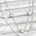 316L Çelik Zincir Gümüş Renk İtalyan Zincirli Yonca Model Kadın Kolye