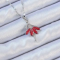 316L Çelik Zincir Gümüş Renk Kırmızı Etekli Zirkon Taşlı Balerin Kolye