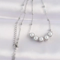 316L Çelik Zincir Gümüş Renk Sıralı İnci Taşlı Kolye