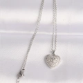 316L Çelik Zincir Gümüş Renk Zirkon Taşlı Kalp Kolye