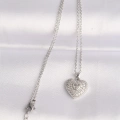 316L Çelik Zincir Gümüş Renk Zirkon Taşlı Kalp Kolye