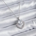 316L Çelik Zincir Gümüş Renk Zirkon Taşlı Kalp Model Kadın Kolye