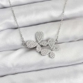 316L Çelik Zincir Gümüş Renk Zirkon Taşlı Kelebek Model Kadın Kolye