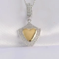 316L Çelik Zincir Gümüş Renk Zirkon Taşlı Tasarım Altın Renk Kalp Kolye