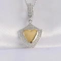 316L Çelik Zincir Gümüş Renk Zirkon Taşlı Tasarım Altın Renk Kalp Kolye