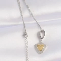 316L Çelik Zincir Gümüş Renk Zirkon Taşlı Tasarım Altın Renk Kalp Kolye