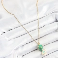 316L Çelik Zincir Yeşil Balık Model Gold Renk Kadın Kolye