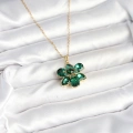316L Çelik Zincirli Yeşil Çiçek Model Kadın Kolye