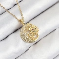 316L Çelik Zirkon Taşlı Ay Ve Güneş Model Gold Renk Kadın Kolye