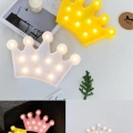 3D Dekoratif Pilli Kraliçe Tacı Model Led Masa ve Gece ası