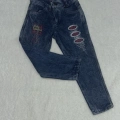 4-6 yaş kız çocuk jeans pantolon nakış işlemeli mavi