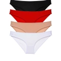 4 adet Süper Eko Set Likralı Kadın Slip Külot Siyah Kırmızı Ten Beyaz