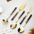 5 Parça Gold Servis Seti & Servis Sunum Seti Füme ( Kepçe / Kevgir / Sıpatula / Çatal / Kaşık )