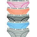 6 Adet Beli Yazılı Lastik Pamuk Kadın Külot