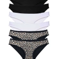 6 Adet Likralı Kadın Slip Külot Leopar Siyah Beyaz
