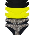 6 Adet Likralı Kadın Slip Külot Leopar Siyah Sarı