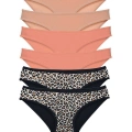 6 Adet Likralı Kadın Slip Külot Leopar Ten Pudra