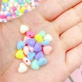 60 gr (300 adet) Şeker Rengi Akrilik Kalp Boncuklar Renkli Karışık Plastik Pastel Boncuklar Ara Boncuk Kalp Şekilli Kolye Bilezik için