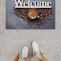 Bfs Dijital Baskı Dekoratif Welcome Koyu Gri Kapı Önü Paspası K-1251