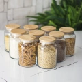 9 Lu Set Bambu Kapaklı Cam Kavanoz & Erzak Saklama Kabı 800 ml Orta  Boy ( Vakum Kapak )
