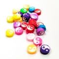 90 Adet 10 mm Polimer Kil Fimo Boncuk Takı Bileklik + 5 Metre Lastikli Misina Hediye - Renkli Yin Yang