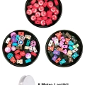 90 Adet 10 mm Polimer Kil Fimo Boncuk Takı Bileklik + 5 Metre Misina Hediye - Karışık - Bayrak - Ayıcık