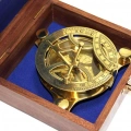 Ahşap Kutulu El Yapımı Pirinç Güneş Saati Ve Pusula