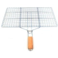 Ahşap Saplı Mangal Izgarası Galvanizli Paslanmaz Kafes Demir 32 x 42 cm